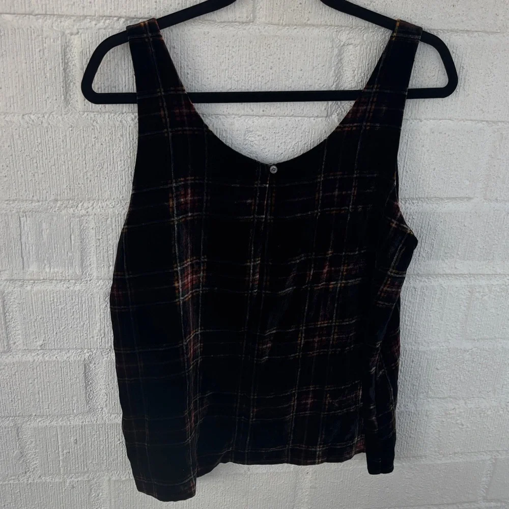 J. Crew Plaid Crushed Velvet Holiday Tank Top sz 8